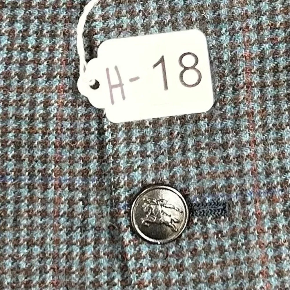 Burberrys Mens Camel Hair Houndstooth Blazer Sport Coat Blue Grey Vintage USA